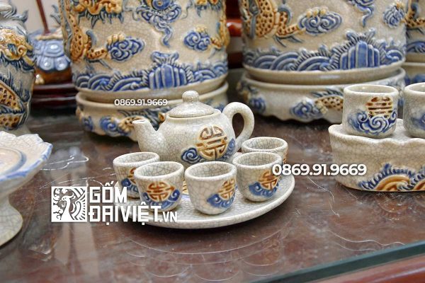 Bộ đồ thờ gốm sứ Bát Tràng giá rẻ Men Rạn Nổi