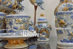 Bộ đồ thờ gốm sứ Bát Tràng giá rẻ Men Rạn Nổi