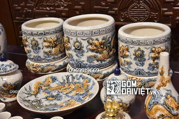 Bộ đồ thờ men rạn nổi 3D Bát Tràng 1m2