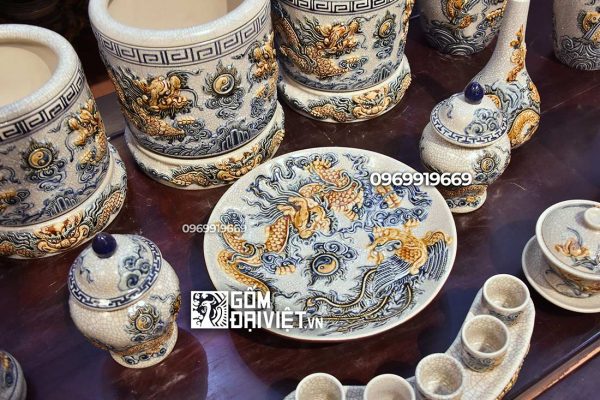 Bộ đồ thờ men rạn nổi cao cấp Bát Tràng