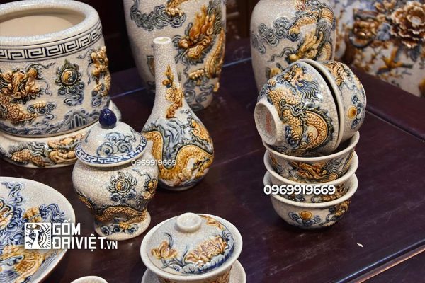 Bộ đồ thờ men rạn nổi cao cấp Bát Tràng