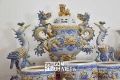 Bộ đồ thờ sứ Bát Tràng Men Rạn