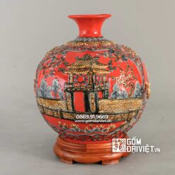 Bình hút tài lộc Chùa Một Cột Hà Nội Màu Đỏ 35cm