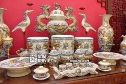 Bộ đồ thờ gia tiên Men Rạn Nổi Bát Tràng 1m97