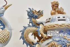 Đỉnh hạc Bát Tràng gốm sứ men rạn