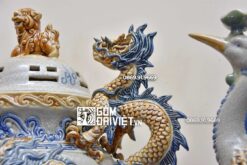 Đỉnh hạc thờ men rạn gốm sứ H50