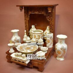 Bộ đồ thờ ông địa đầy đủ vàng kim Bát Tràng