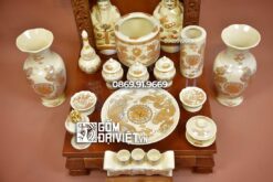 Bộ đồ thờ ông địa đầy đủ vàng kim Bát Tràng