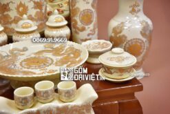 Bộ đồ thờ ông địa đầy đủ vàng kim Bát Tràng