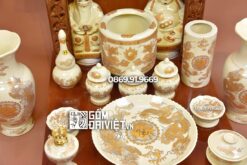 Bộ đồ thờ ông địa đầy đủ vàng kim Bát Tràng