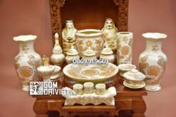 Bộ đồ thờ ông địa đầy đủ vàng kim Bát Tràng