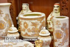 Bộ đồ thờ thần tài cơ bản ánh vàng Bát Tràng