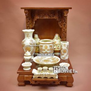 Bộ đồ thờ thần tài giá rẻ men vàng ánh kim