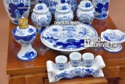Bộ đồ thờ thần tài gốm sứ Bát Tràng đầy đủ S1