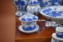 Set đồ thờ thần tài gốm sứ men rong vẽ rồng