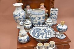 Bộ đồ thờ Thần Tài 48cm Men Rạn Cổ Bát Tràng