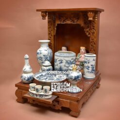 Bộ đồ thờ Thần Tài 48cm Men Rạn Cổ Bát Tràng