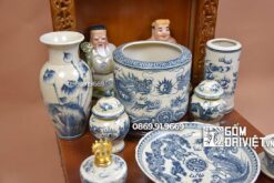 Bộ đồ thờ Thần Tài Bát Tràng Men Rạn Cổ