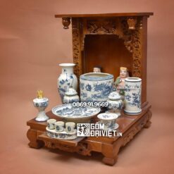 Bộ đồ thờ Thần Tài Bát Tràng Men Rạn Cổ