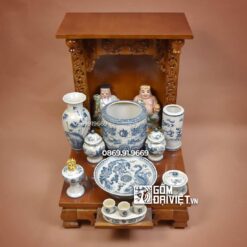 Bộ đồ thờ Thần Tài Bát Tràng Men Rạn Cổ