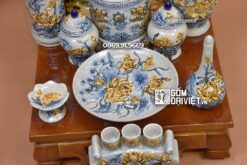 Bộ Đồ Thờ Thần Tài Bát Tràng Men Rạn Nổi 11 Món