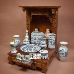 Bộ đồ thờ Thần Tài Địa Cơ Bản Men Rạn Vẽ Rồng 03