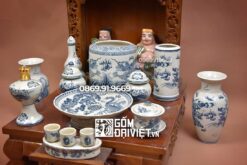 Bộ đồ thờ Thần Tài Địa Cơ Bản Men Rạn Vẽ Rồng 03