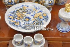 Bộ đồ thờ Thần Tài Đơn Giản Men Rạn Bát Tràng