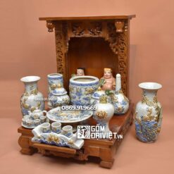 Bộ Đồ Thờ Thần Tài Giá Rẻ Men Rạn Nổi Đầy Đủ
