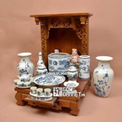 Bộ đồ thờ Thần Tài Gốm Sứ Men Rạn Cổ Đầy Đủ