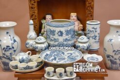 Bộ đồ thờ Thần Tài Gốm Sứ Men Rạn Cổ Đầy Đủ