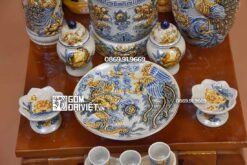 Bộ đồ thờ thần tài men rạn Chim Công Phú Quý