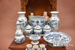 Bộ đồ thờ thần tài men rạn cổ giá rẻ 12 Món