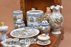 Bộ đồ thờ Thần Tài Men Rạn Đắp Nổi S5