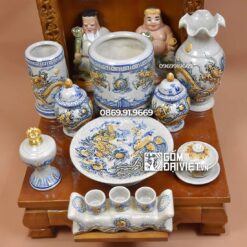 Bộ đồ thờ Thần Tài Men Rạn Đắp Nổi S5