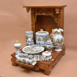 Bộ đồ thờ Thần Tài Men Rạn Đắp Nổi S5