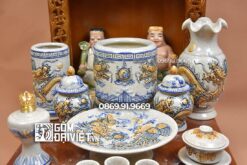 Bộ đồ thờ Thần Tài Men Rạn Đắp Nổi S5