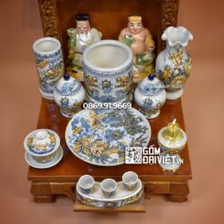 Bộ Đồ Thờ Thần Tài Men Rạn Nổi 3D Cao Cấp