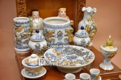 Bộ Đồ Thờ Thần Tài Men Rạn Nổi 3D Cao Cấp