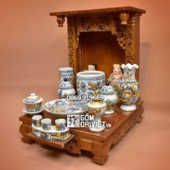 Bộ Đồ Thờ Thần Tài Men Rạn Nổi 3D Cao Cấp