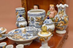 Bộ Đồ Thờ Thần Tài Men Rạn Nổi 3D Cao Cấp