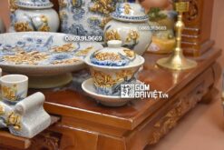 Bộ Đồ Thờ Thần Tài Men Rạn Nổi Bát Tràng S2