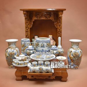 Bộ Đồ Thờ Thần Tài Ông Địa - Gốm Sứ Bát Tràng