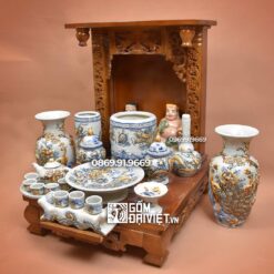 Bộ Đồ Thờ Thần Tài Ông Địa - Gốm Sứ Bát Tràng