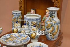 Bộ Đồ Thờ Thần Tài Thổ Địa Men Rạn Nổi Bát Tràng S3