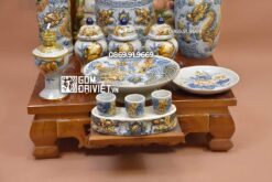 Bộ Đồ Thờ Thần Tài Thổ Địa Men Rạn Nổi Bát Tràng S3