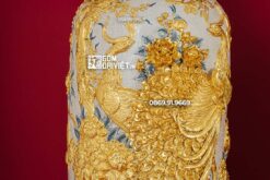 Lọ Lộc Bình Chim Công Dát Vàng 1m6 Men Rạn