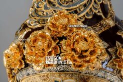 Lọ Lộc Bình Màu Nâu Vẽ Vàng 24K Đắp Phúc Lộc Thọ 1m6