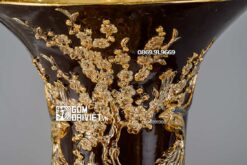 Lọ Lộc Bình Màu Nâu Vẽ Vàng 24K Đắp Phúc Lộc Thọ 1m6