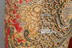 Lọ Lộc Bình Phú Quý Trường Xuân Màu Đỏ Vẽ Vàng 24K 1m4